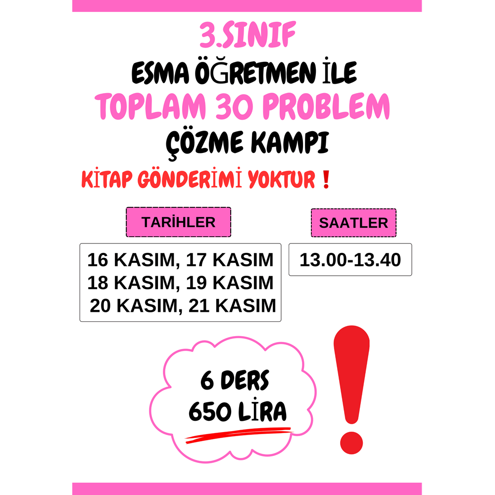 3.Sınıf kampı - Kasım 2026