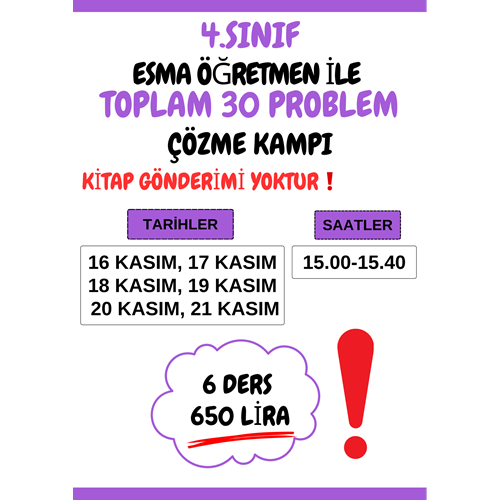 4.Sınıf kampı - Kasım 2026